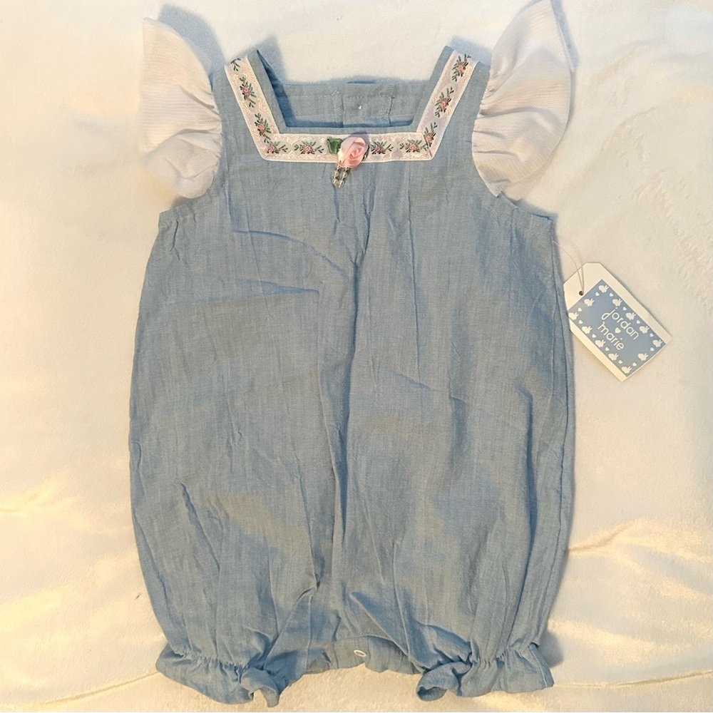 Mother-maid in the USA Chambray Bouquet Flower Romper Bodysuit 6M Baby Girl NWT